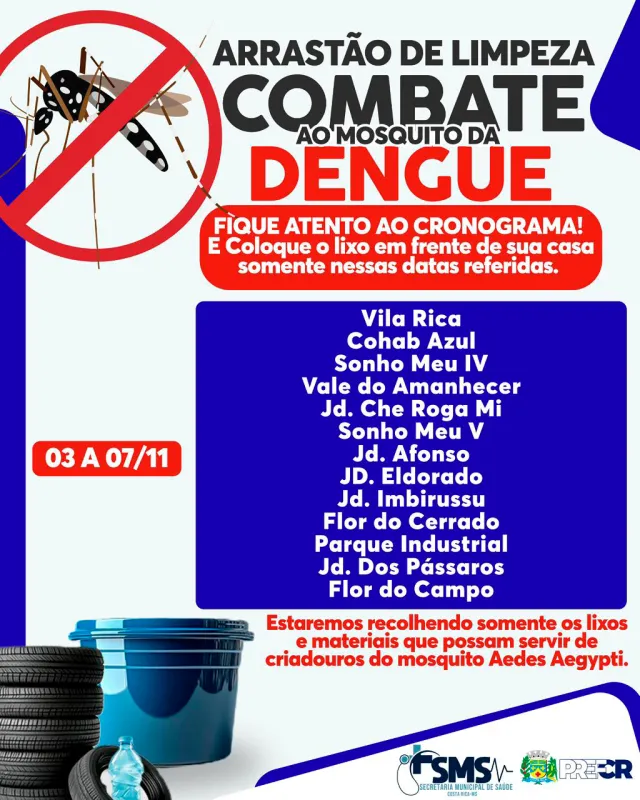 Imagem de compartilhamento para o artigo Mutirão de limpeza contra o mosquito da dengue chega a 13 bairros de Costa Rica nesta semana da MS Todo dia